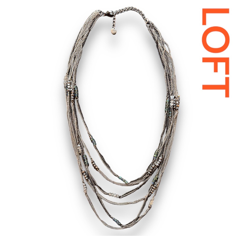 LOFT MULTI STRAND CHAIN AND BEAD NECKLACE
